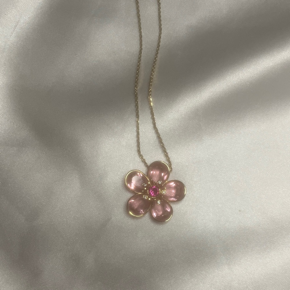 Swarovski Gold and Pink Floral Necklace